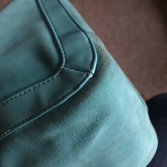 Gap medium Teal suede & patent Tote Bag - Picture 6 of 9